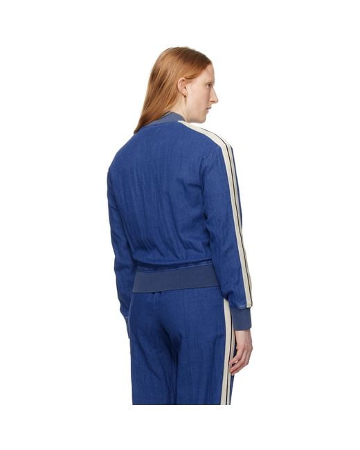 Palm Angels Blue Embroidered Track Jacket