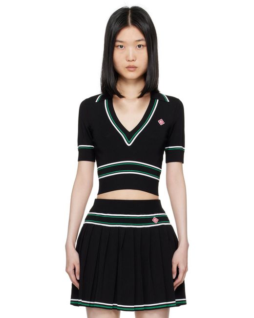 Casablanca Black Cropped Polo