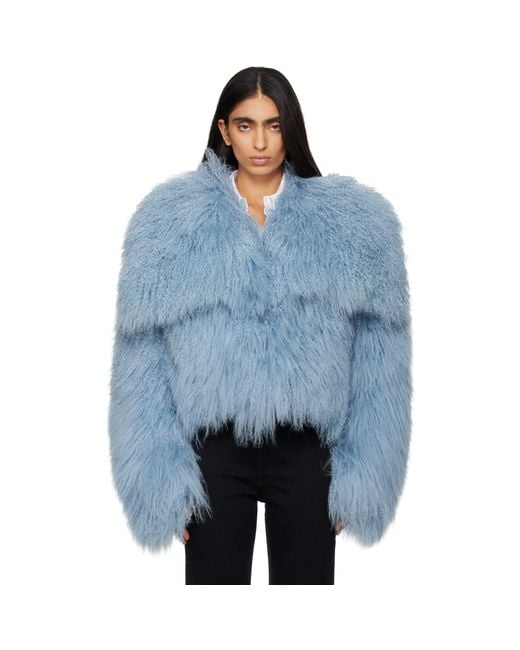 The Attico Blue Shearling Bomber Jacket