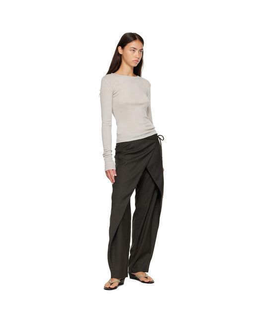 St. Agni Gray Wrap Rouleau Trousers