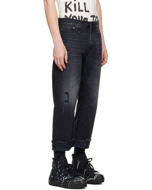 R13 Black Distressed Jeans for men