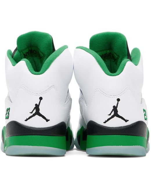 Baskets rétro air jordan 5 blanc et vert Nike en coloris Green