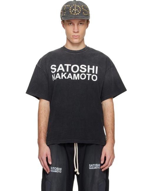 Satoshi Nakamoto Black Stencil Logo T-Shirt for men