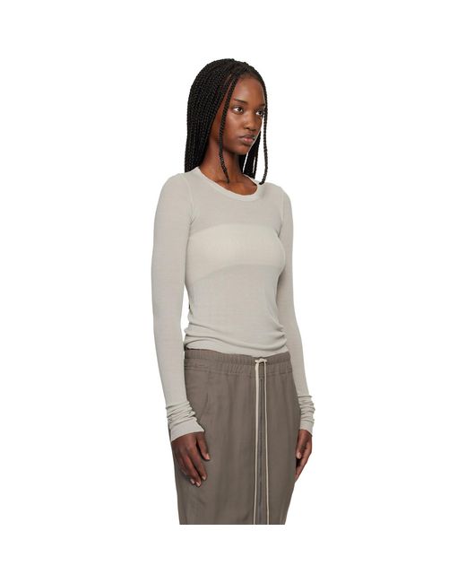 Rick Owens Multicolor Off- Temple Cropped Rib Ls T-Shirt