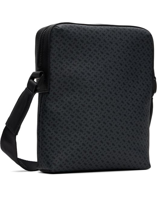 Boss Black Coated Canvas Messenger Bag for men