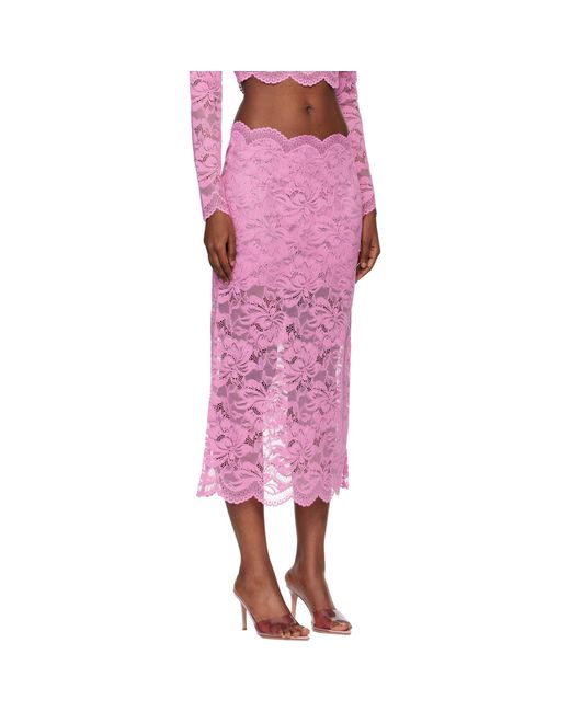 Rabanne Pink Lace Midi Skirt