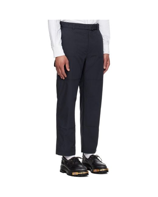 Thom Browne Blue Cotton Suiting Carpenter Trousers for men