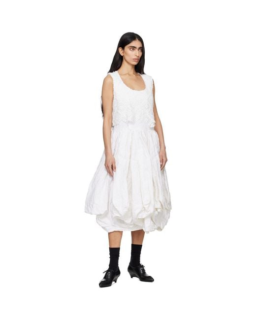 Comme des Garçons Black Off- Gros Grain Brocade Lace Garment Treated Midi Dress