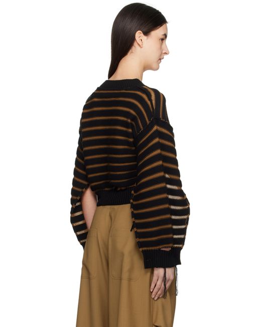 MM6 by Maison Martin Margiela ブラック＆ブラウン Vネックカーディガン Black