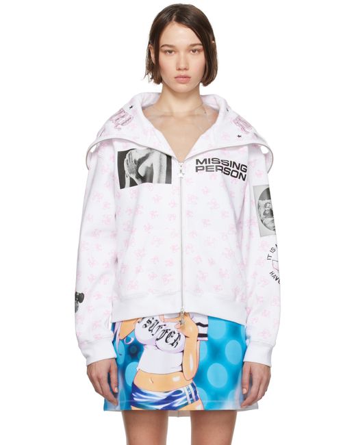 Ashley Williams 'Missing Person' Butterfly Hoodie in White Ashley Williams 'Missing Person' Butterfly Hoodie in White