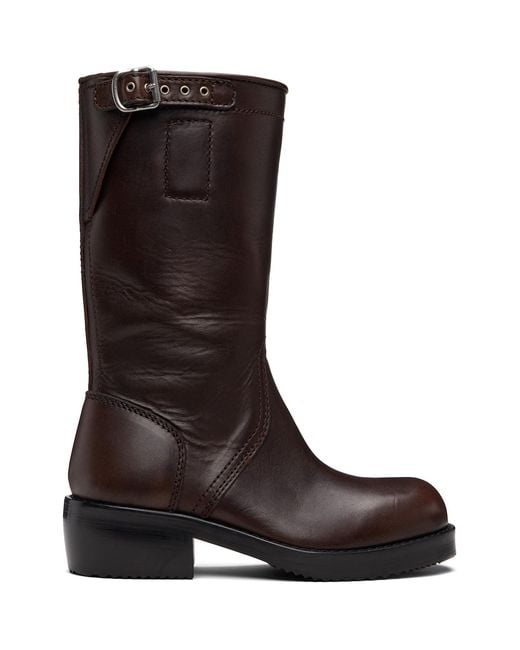 Dries Van Noten Brown Leather Biker Boots