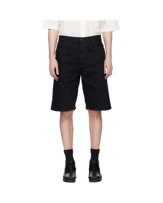 vowels Black Overdyed Painter Shorts for men