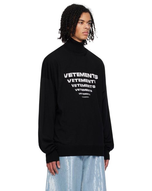 Vetements Black Jacquard Sweater for men