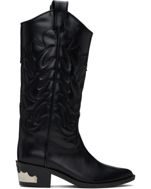 Toga Black Leather Tall Boots