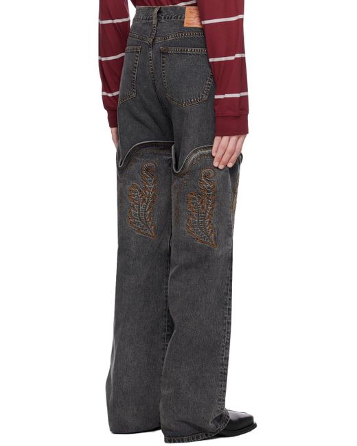 Y. Project Black Maxi Cowboy Cuff Jeans for men