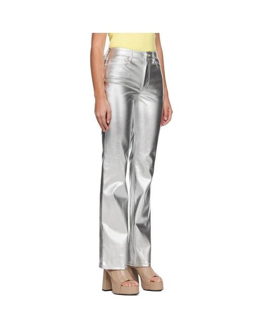 Staud Multicolor Silver Chisel Faux-leather Trousers