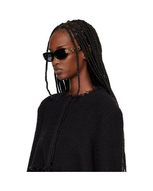 Versace Black Greca Cat-Eye Sunglasses
