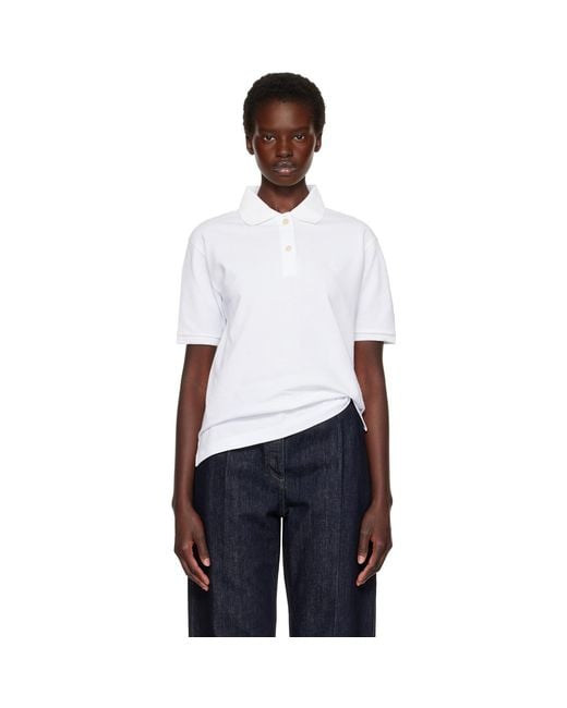 Jil Sander White Cotton Piquet Polo