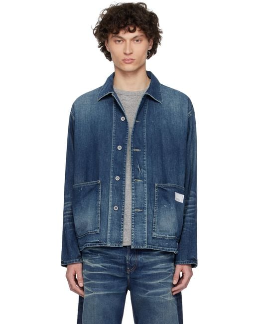 Neighborhood Blue Washed Lw Coverall Denim Jacket for men