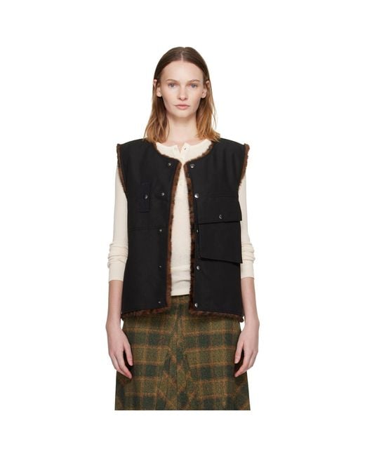 ANDERSSON BELL Black Collarless Pocket Vest