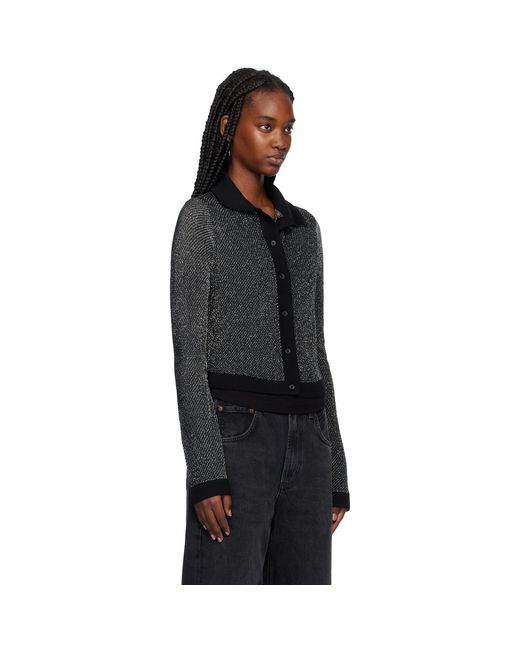 Re/done Black Lurex Polo Cardigan