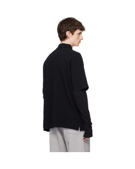 vowels Black S/S Pique Polo for men