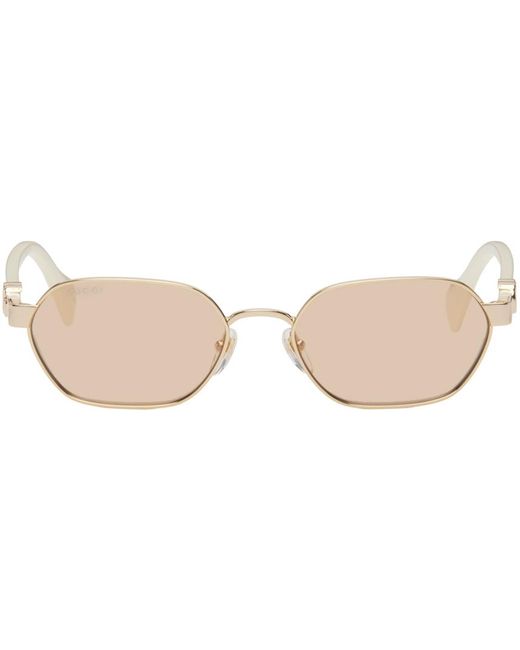 Gucci Black Gold & White Round Sunglasses for men