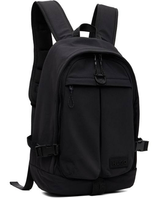 HUGO Black Logo Patch Backpack for men