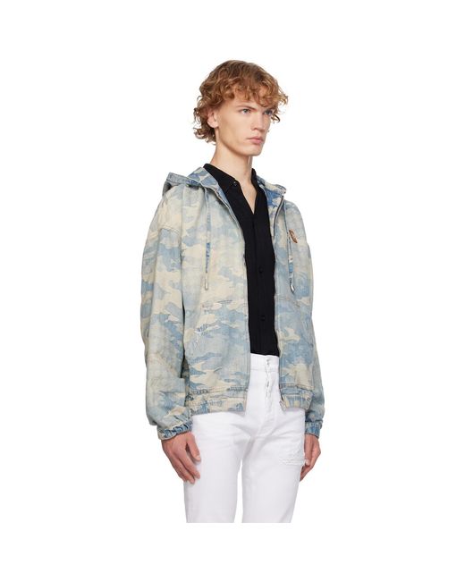 Amiri Blue Camo Jacquard Denim Jacket for men