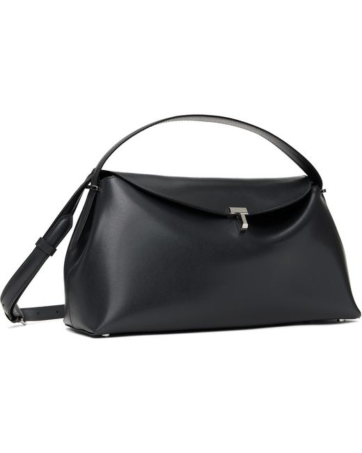 Totême Black T-Lock Leather Top Handle Bag