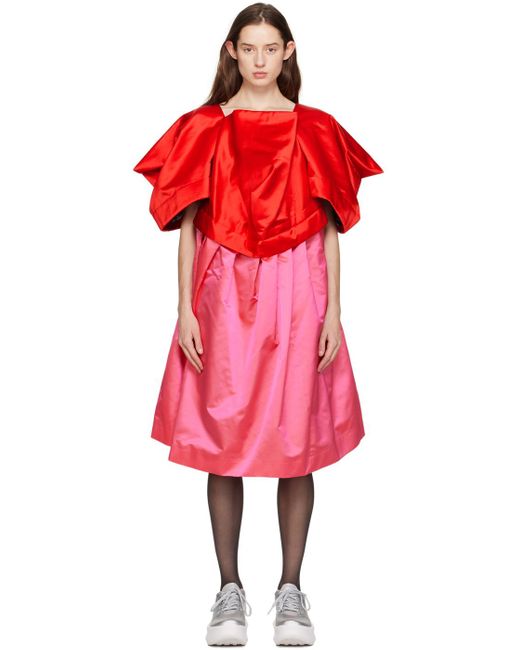 Comme des Garçons Red & Pink Oversized Midi Dress