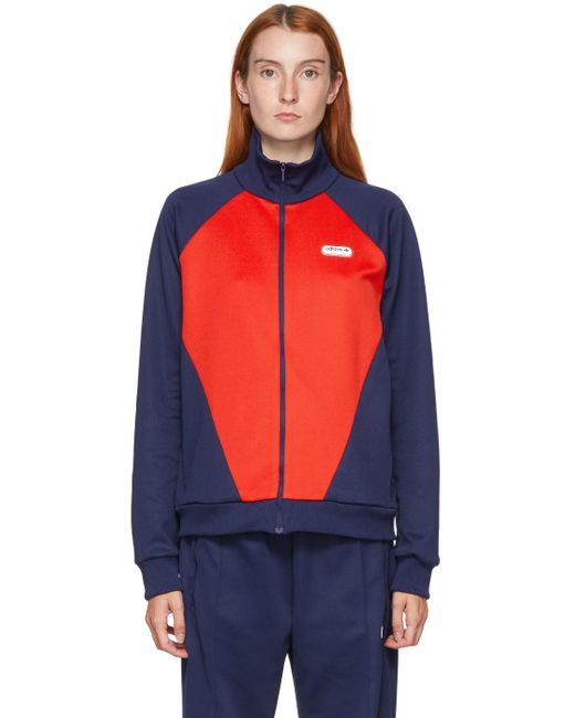 adidas & Navy Podium Track Jacket in Red | Lyst