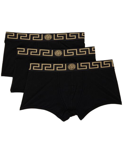 Versace Cotton Three-pack Greca Border Trunk Boxer Briefs in Black for ...