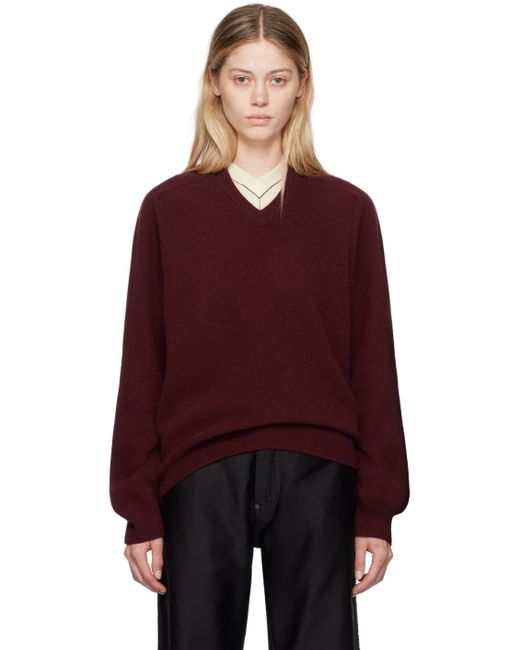 Burgundy v neck sweater sales