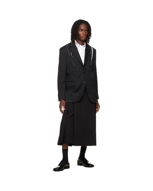 Simone Rocha Black Embellished Structured Slash Blazer for men