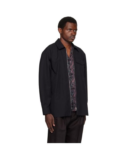 Dries Van Noten Black Zip Shirt for men