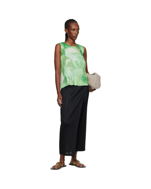 Pleats Please Issey Miyake Green Foggy Forest Top