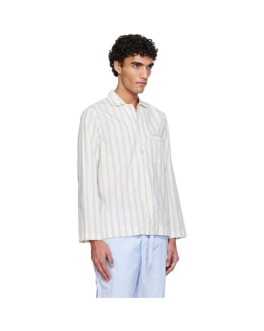 Tekla White Poplin Long-Sleeved Pyjama Shirt for men