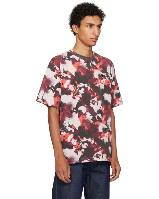 A Bathing Ape Red Map Camo Ape Head One Point T-Shirt for men