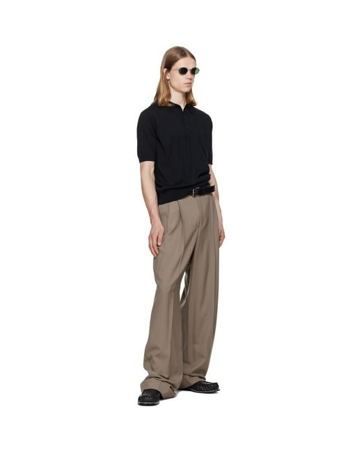 Dries Van Noten Black Knit Wool Polo for men