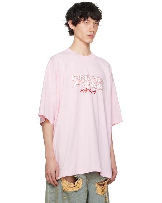 メンズ Vetements Anime Freak Tシャツ Pink
