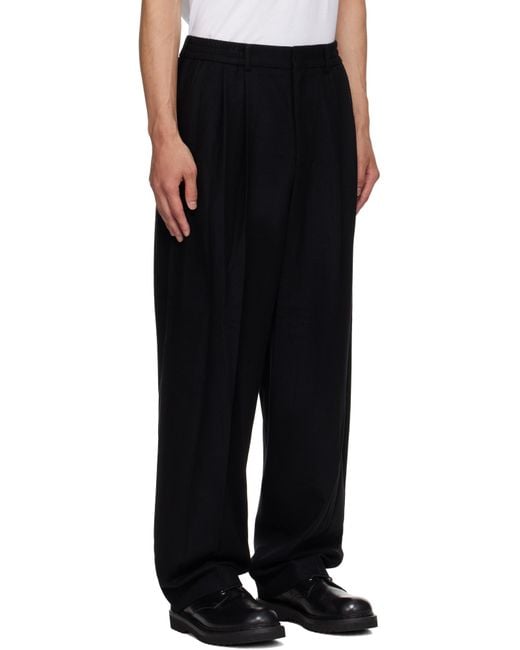 LE17SEPTEMBRE Black Two Tuck Wool Trousers for men