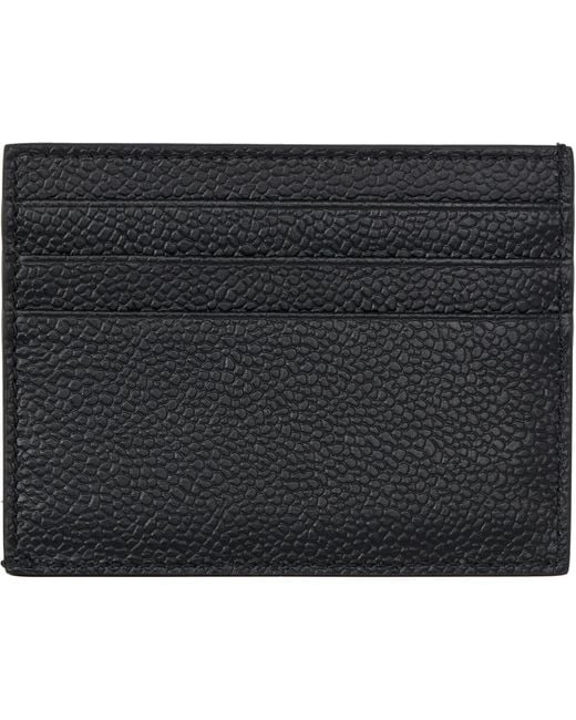 Thom Browne Black Pebble Grain Note Compartment Card Holder for men