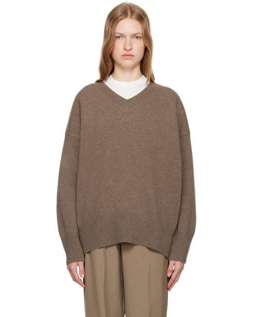 Rohe Brown Taupe Classic V-Neck Sweater