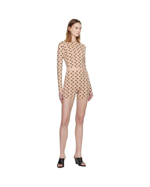 MARINE SERRE Multicolor Tan Recycled Moon Jersey Mini Sport Shorts