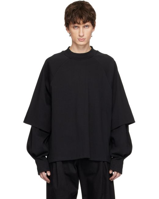 Seventh Black Raglan Layered Longsleeve T-Shirt for men