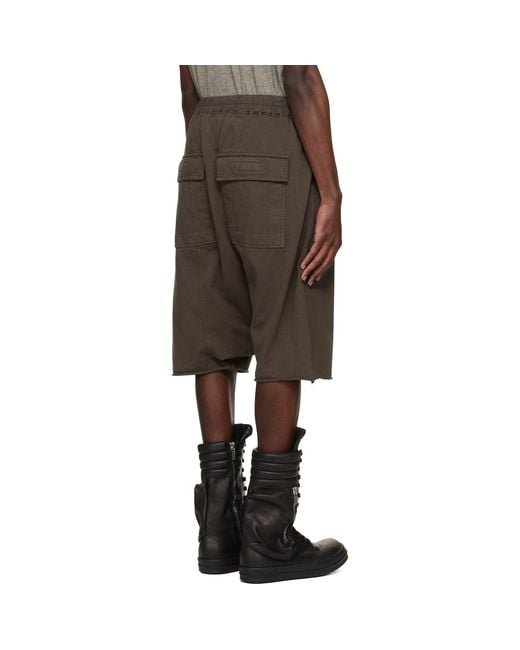 Rick Owens Black Temple Drawstring Pods Shorts for men