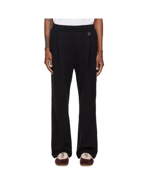 Wooyoungmi Black Cotton Single-Pleat Banding Sweatpants for men