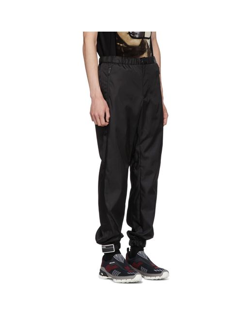 Black Nylon Gabardine Trousers for Men 