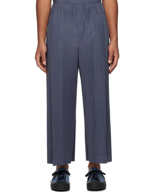 Homme Plissé Issey Miyake Blue Homme Plissé Issey Miyake Gray Monthly Color October Trousers for men
